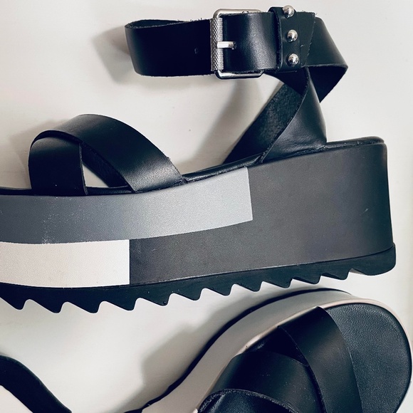 CULT 8 Yoox PLATFORM Genuine LEATHER ITALY style Comfort GRAPHIC DESIGN Black - Picture 3 of 8